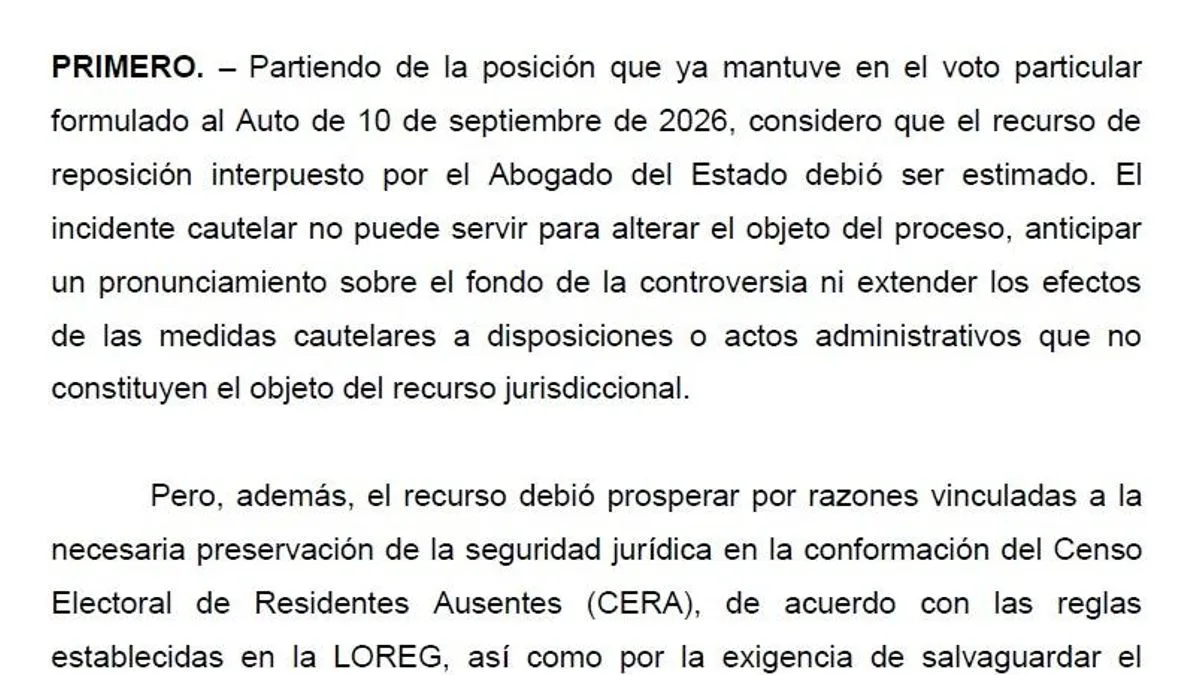El voto discrepante a la decisión del Supremo sobre la ley de nietos: "La eventual lesión al derecho de voto de los afectados es irreversible"