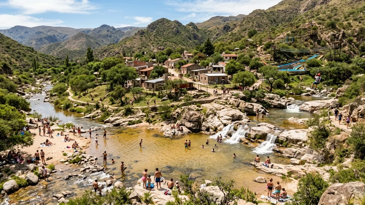 Pequeno povoado tem só 615 habitantes, mas recebe milhares de turistas por ano: a cidade de Córdoba, com cachoeiras e piscinas naturais