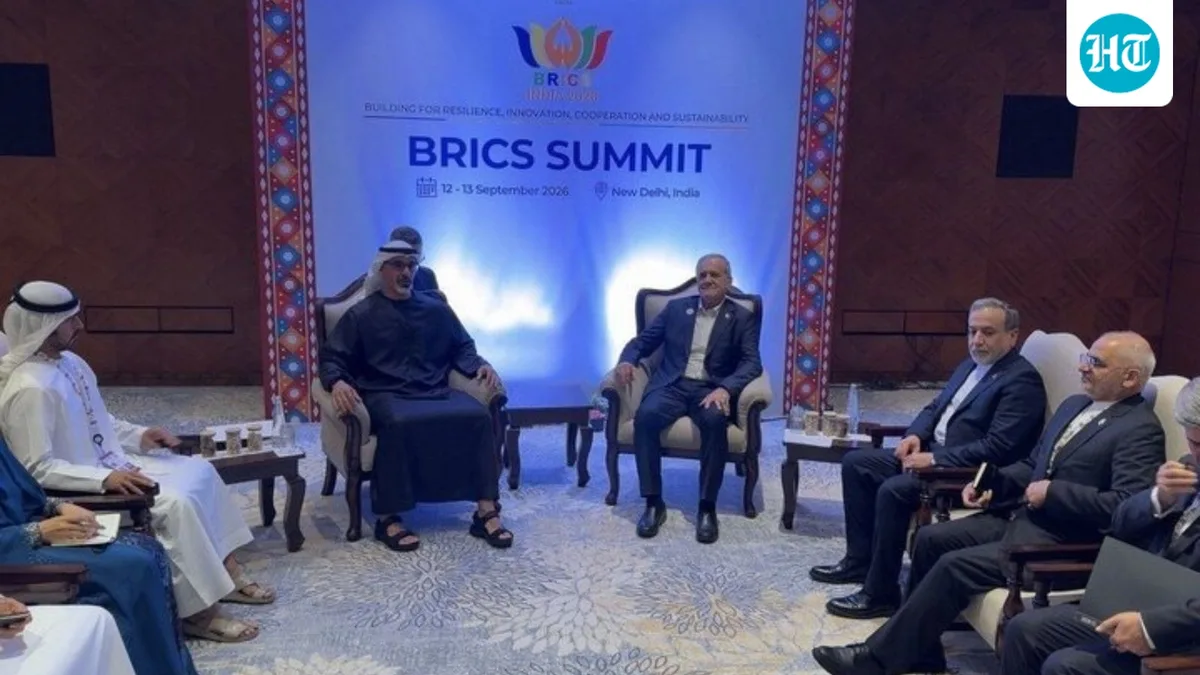 Iran President meets UAE Crown Prince on BRICS sidelines after Delhi declaration stresses dialogue to end West Asia war