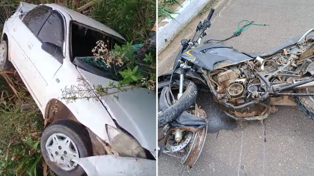 Motociclista fica ferido em acidente com carro e caminhão em Colatina