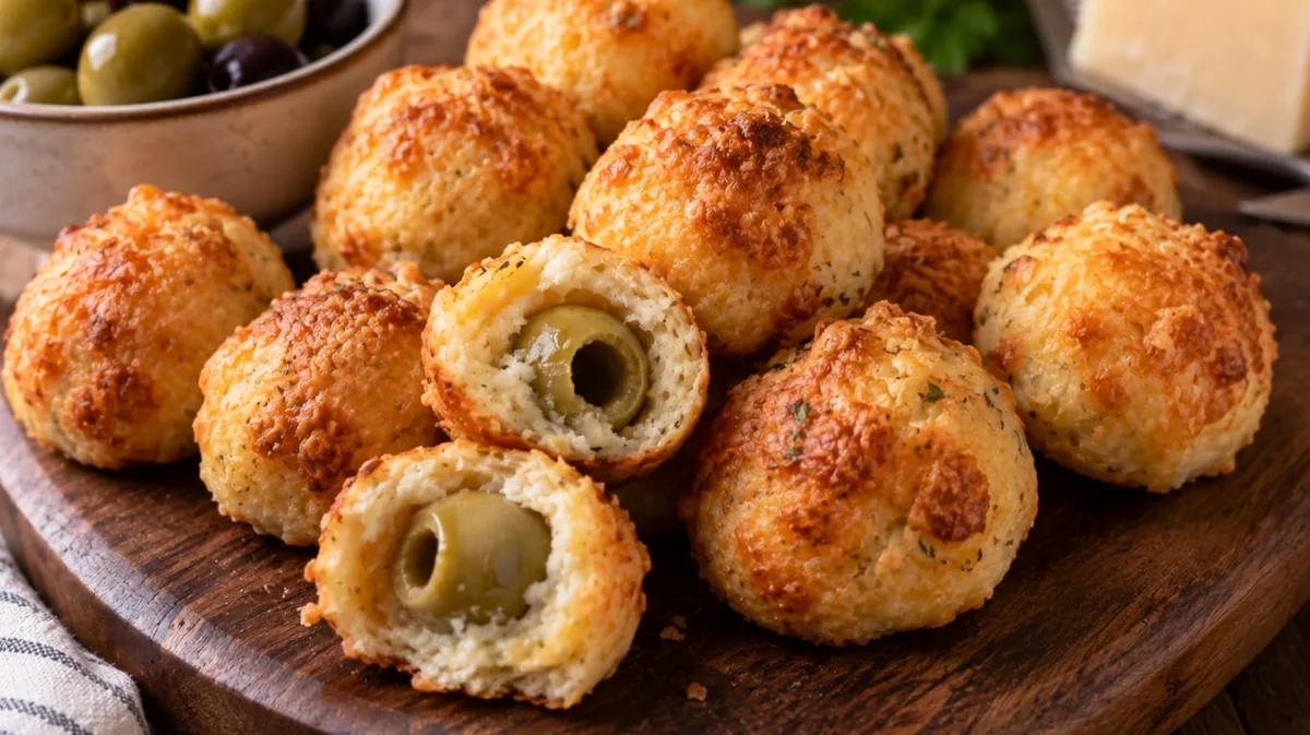 Aceitunas envueltas en pan de queso: la receta con 200 g de queso rallado para una picada irresistible