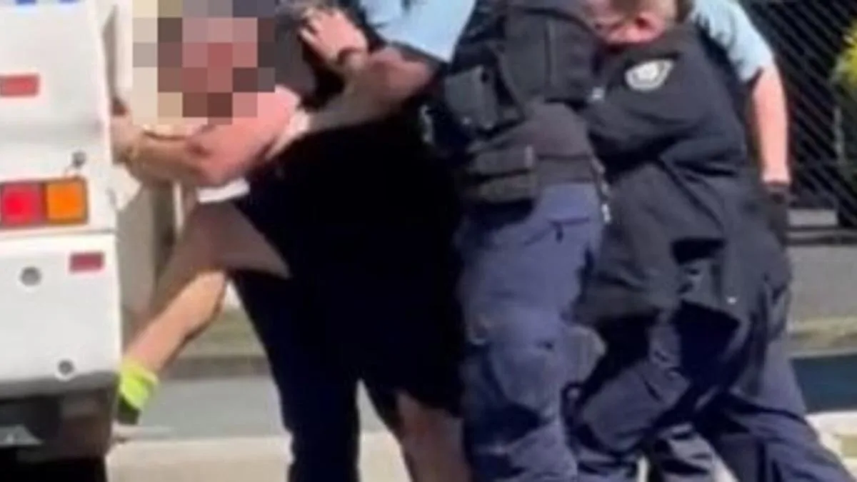 Wild moment police take down alleged knife-wielding man at NSW airport
