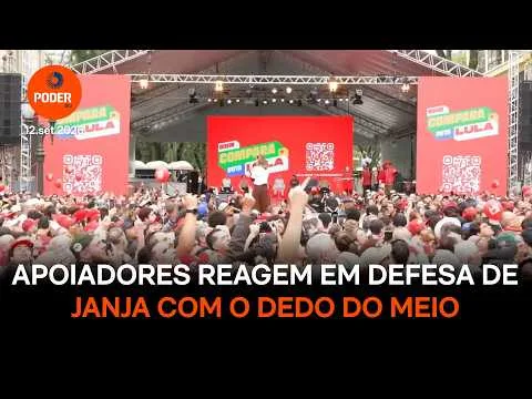 Janja é interrompida e apoiadores reagem em sua defesa com o dedo do meio