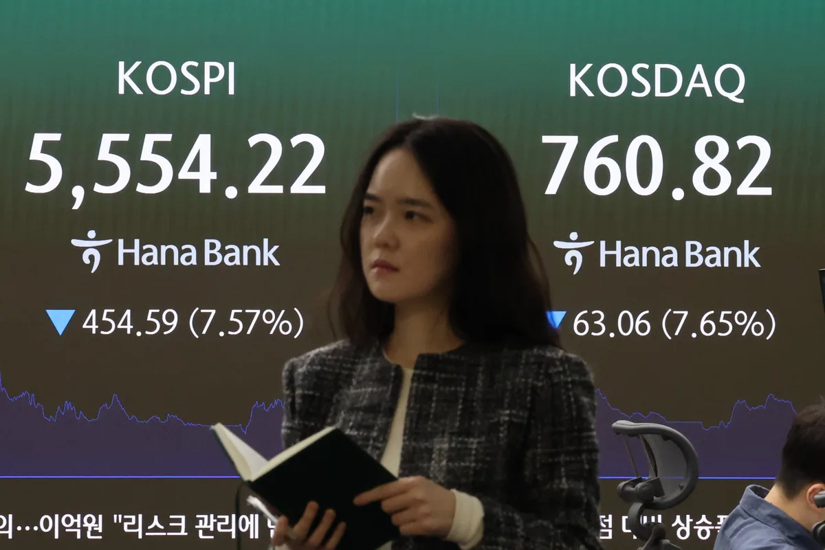 코스피 7.57% 폭락 마감...7000에서 7일만에 5500까지 후퇴