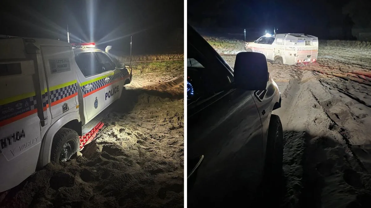 WA Police forced to call for backup after cop car gets bogged on beach north of Swan River