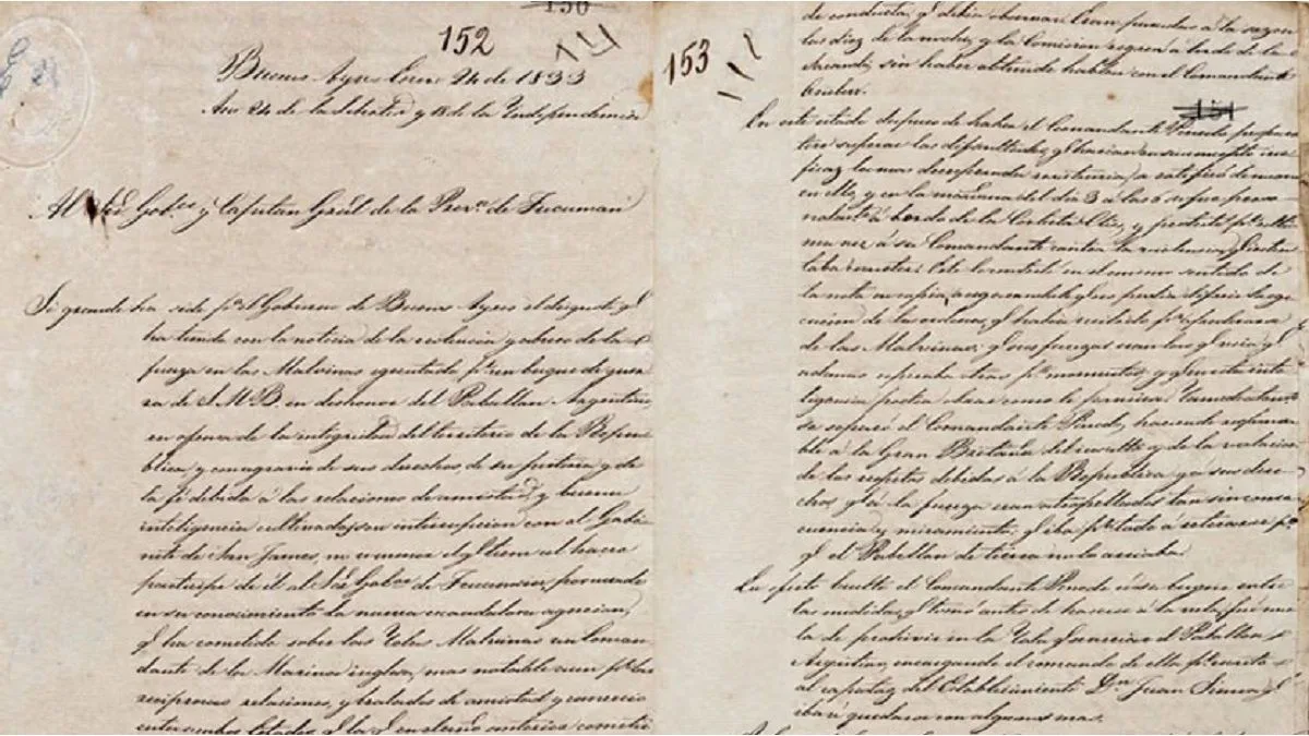 Hallaron una carta inédita de 1833 que reconstruye la ocupación de Reino Unido en las Islas Malvinas