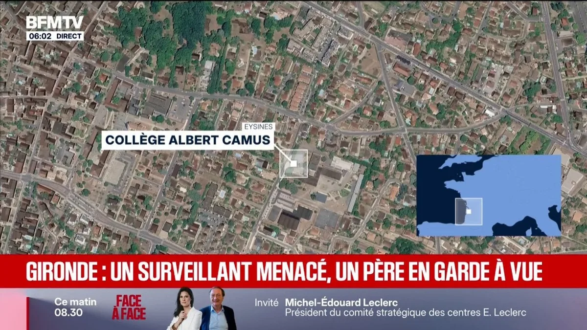 Gironde: un père de famille en garde à vue pour avoir menacé de mort un surveillant et la principale du collège de sa fille