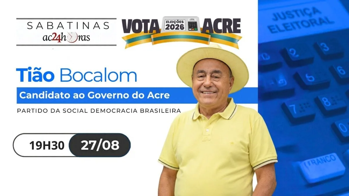 Tião Bocalom participa de sabatina do ac24horas nesta quinta-feira, ao vivo, a partir das 19:30