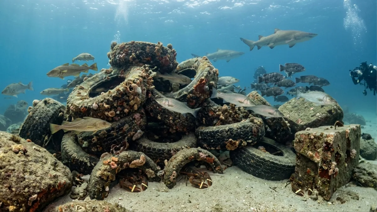 Em 1994, cientistas jogaram pneus usados no oceano para criar um recife artificial — décadas depois, o resultado surpreendeu até os pesquisadores