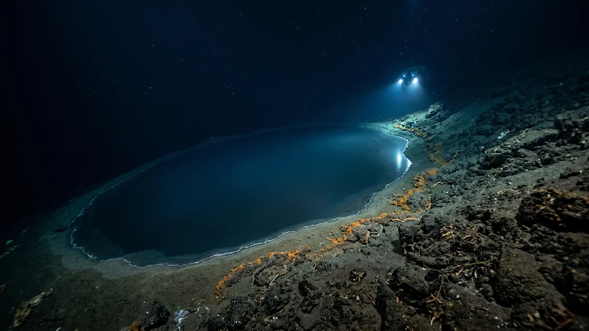 A 1.770 metros de profundidade, existe um “lago” de 10 mil m² no fundo do mar, sem oxigênio e com micróbios vivendo no limite do que parece habitável