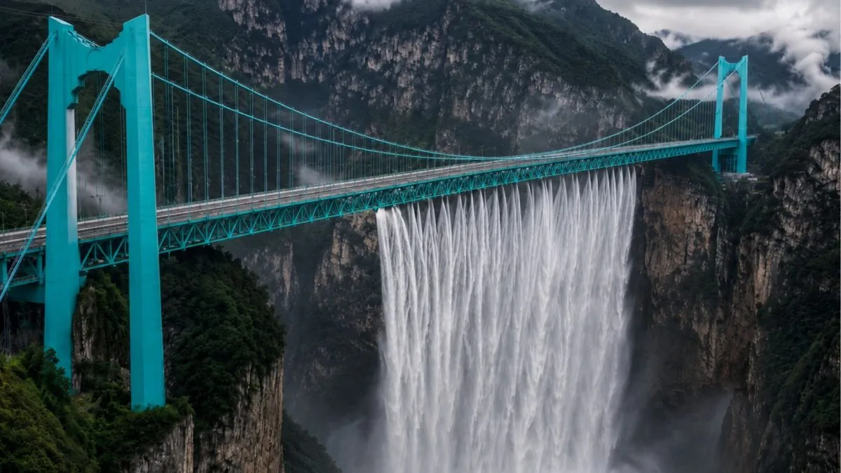 Onde fica a ponte que virou a maior cachoeira artificial do mundo com 625 metros após engenheiros encontrarem um aquífero durante a construção