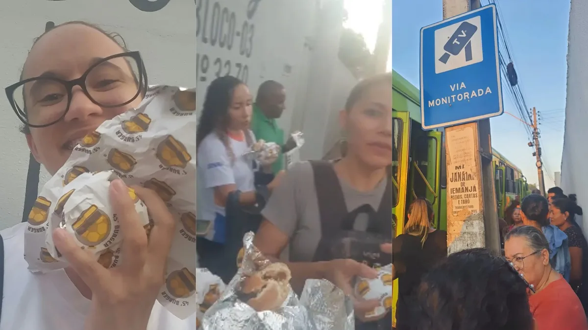 Vídeo: após ônibus quebrar, passageiros são surpreendidos com distribuição de mini-hambúrgueres em Teresina