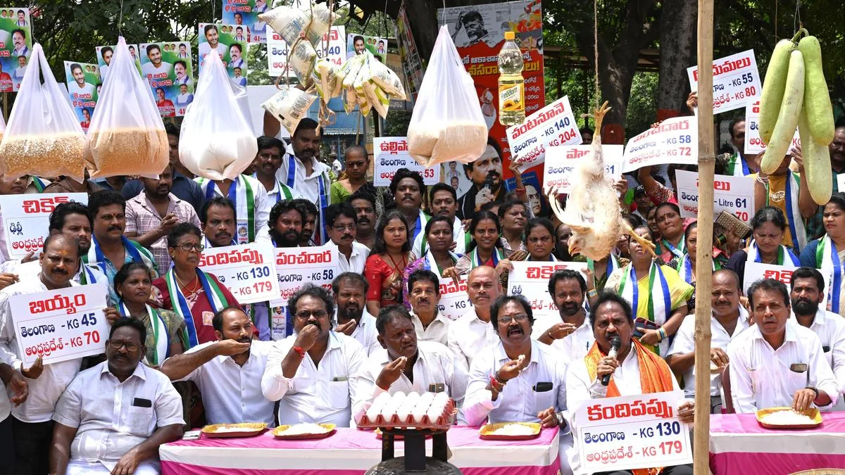 YSRCP stages film inspired protest over rising prices of essential commodities