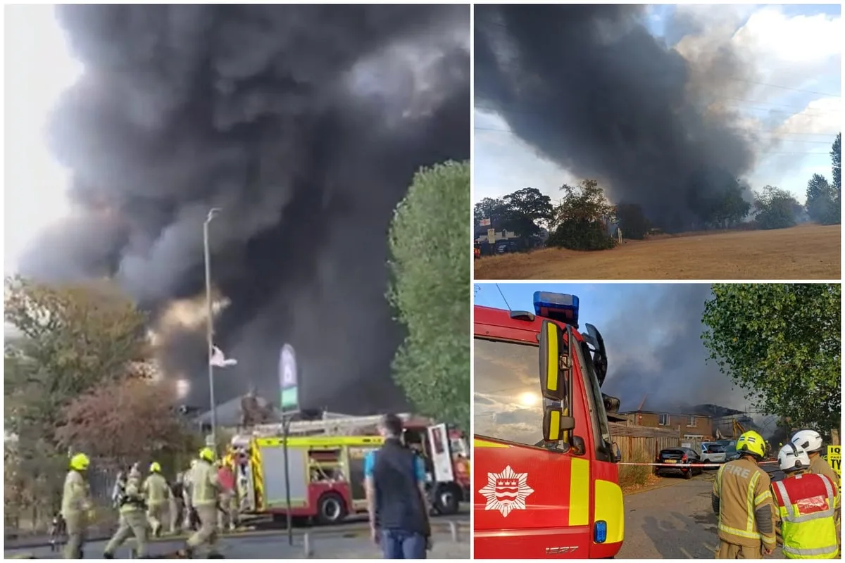 Mitcham fire: 125 firefighters battle huge blaze in south London