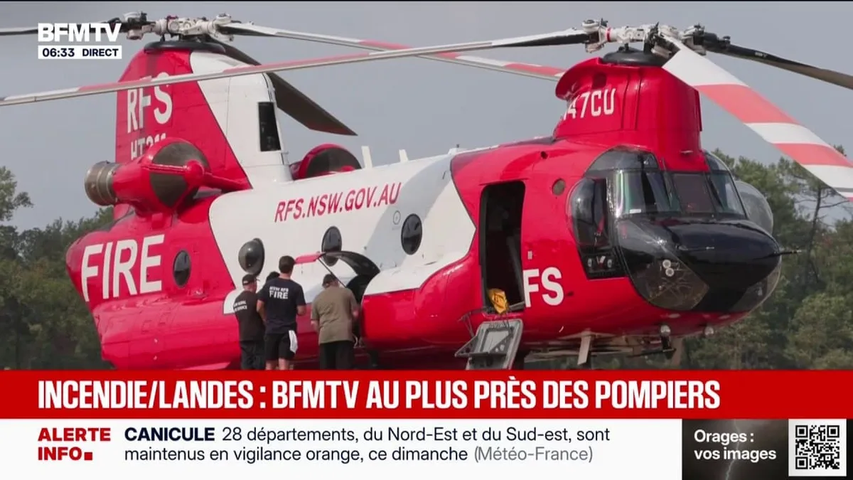550 pompiers, le Chinook australien... D'importants moyens toujours mobilisés face à l'incendie dans les Landes
