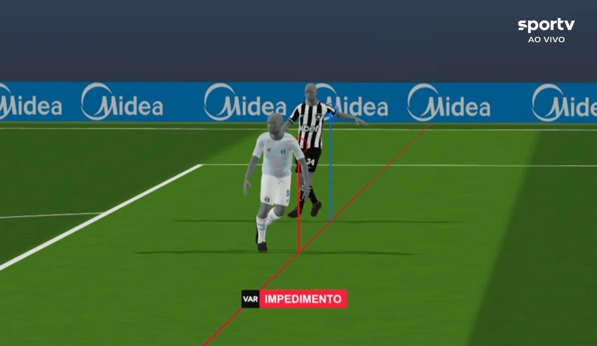 Veja análise do VAR em gol anulado por 1 cm do Grêmio contra o Botafogo e parecer do lance