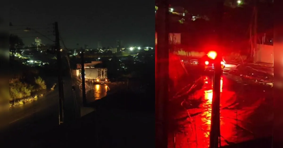 VÍDEO: Caminhão derruba poste, foge e deixa rua sem energia em Apucarana