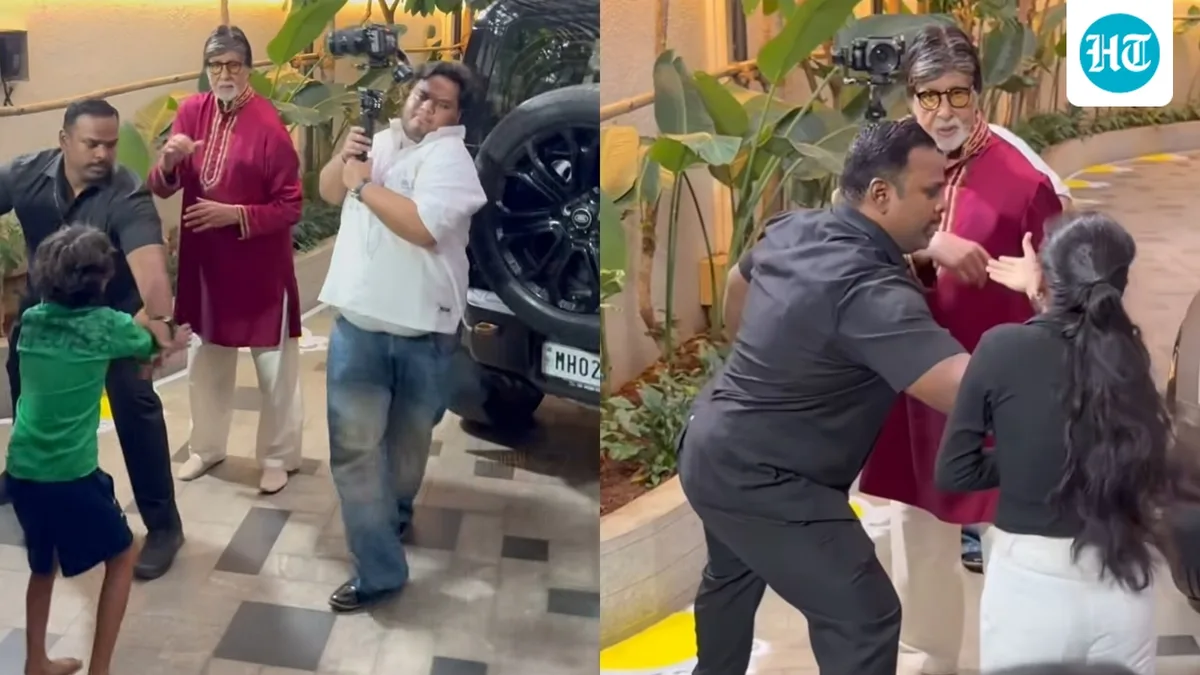 Amitabh Bachchan's young fans almost breaks security chain to shake hands with him; Big B dismisses their request. Watch