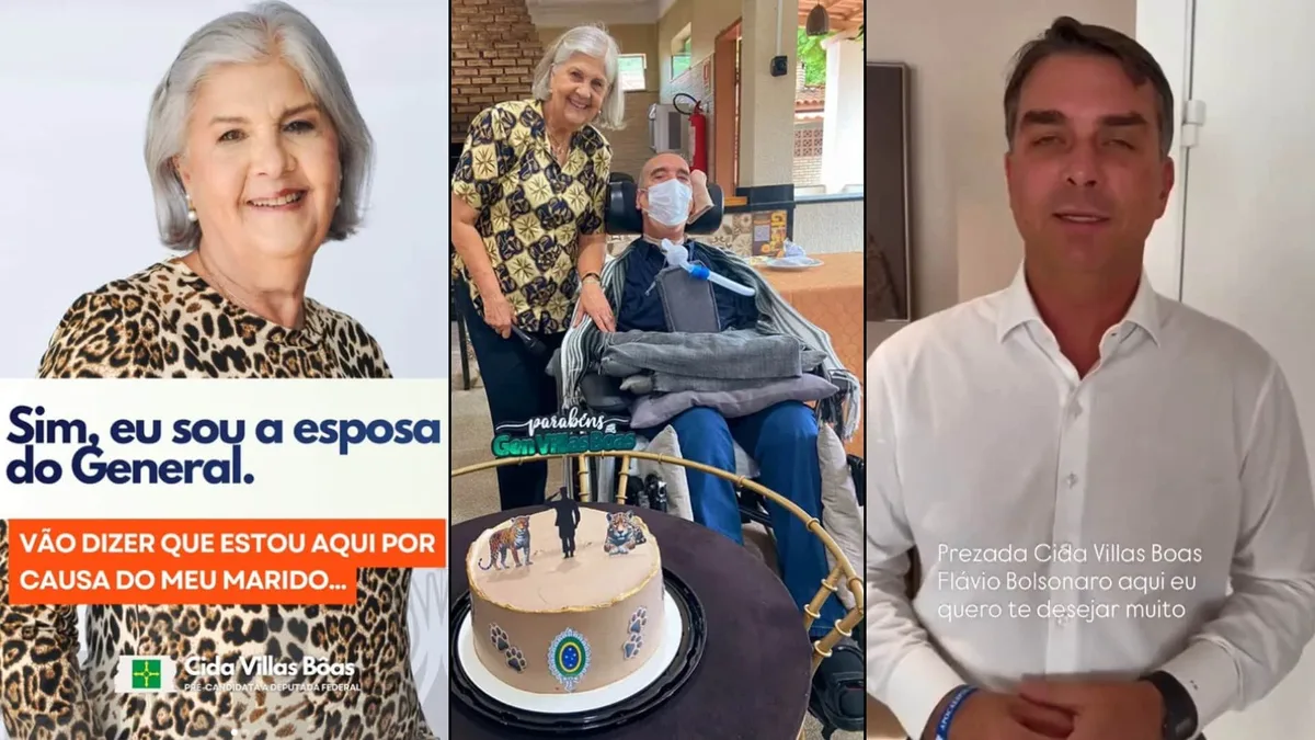“Dona Onça”: Flávio Bolsonaro apoia candidatura de Cida, esposa de general Villas Bôas, investigada no golpe
