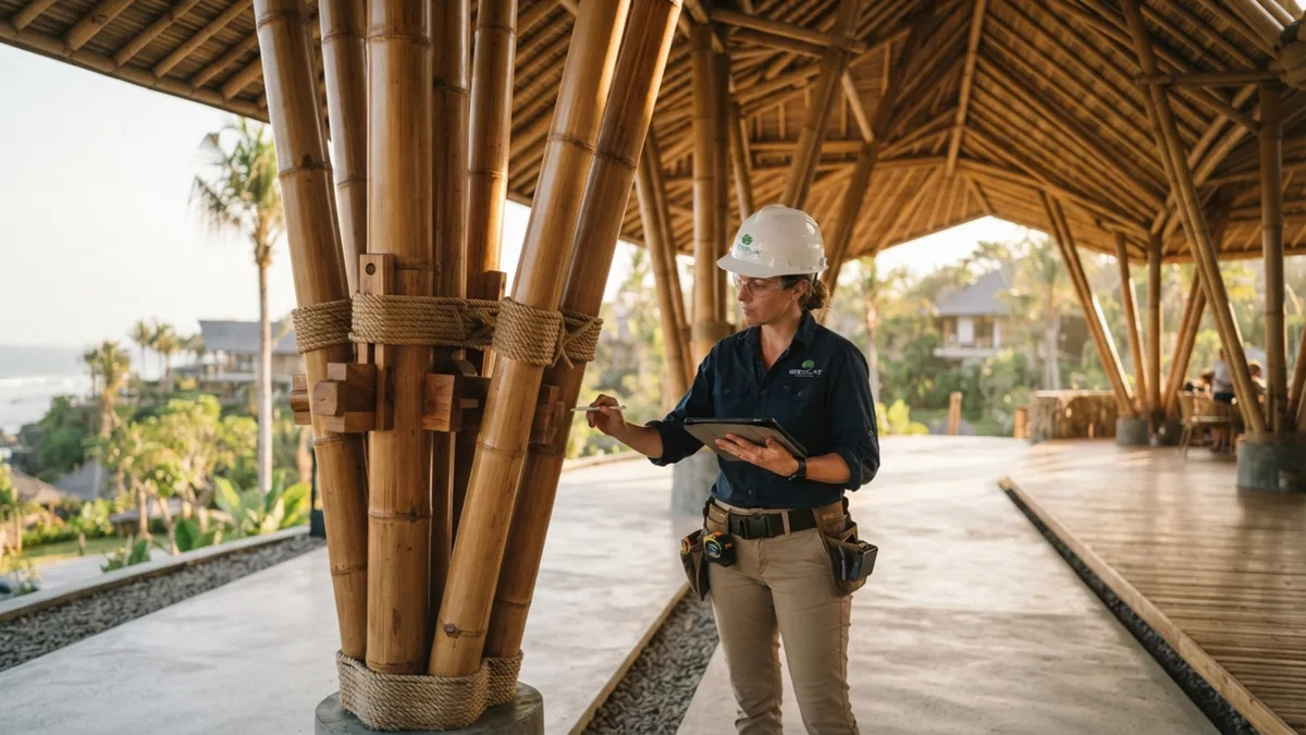 Nem madeira, nem ferro: pilares de bambu tratado suportam coberturas gigantescas e duram mais de 50 anos expostos ao tempo