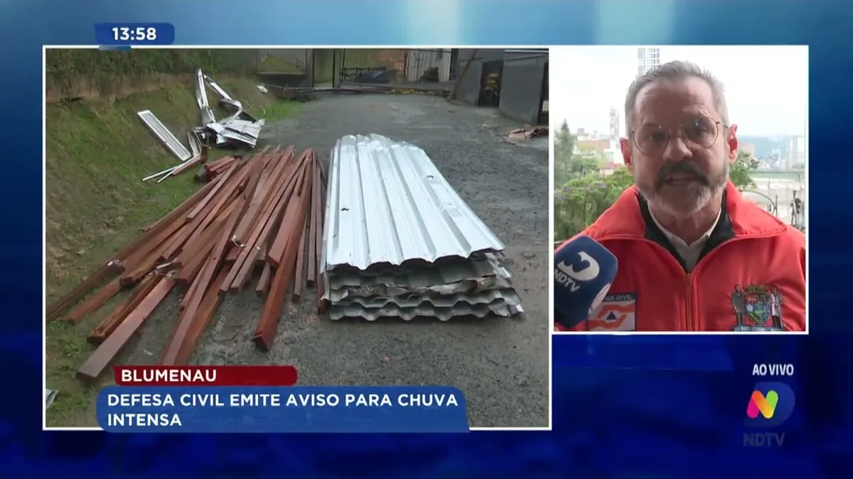 Blumenau: Defesa Civil emite aviso para chuva intensa