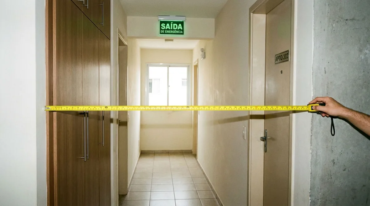 Família retorna de viagem e descobre que um armário colocado pelo vizinho passou a ocupar parte do corredor comum diante de sua porta