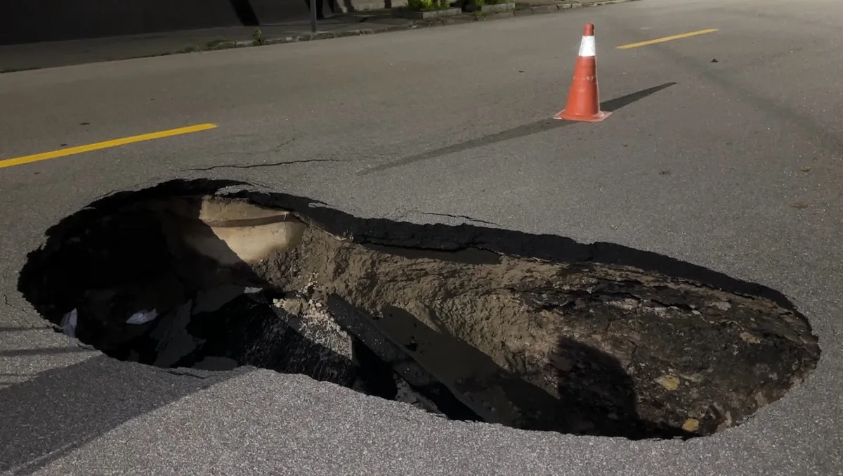 Cratera se abre e interdita trecho de rua na Vila São José, em Taubaté; veja vídeo