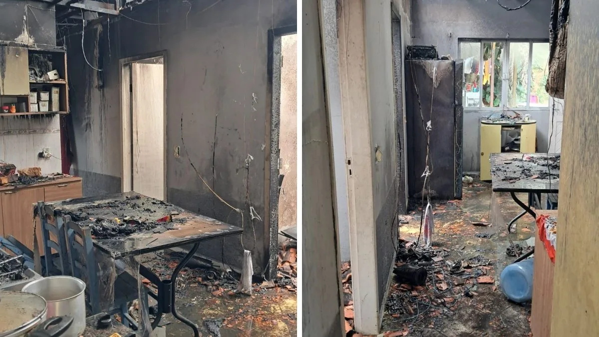 Incêndio de grandes proporções se alastra rapidamente e deixa casa danificada em SC