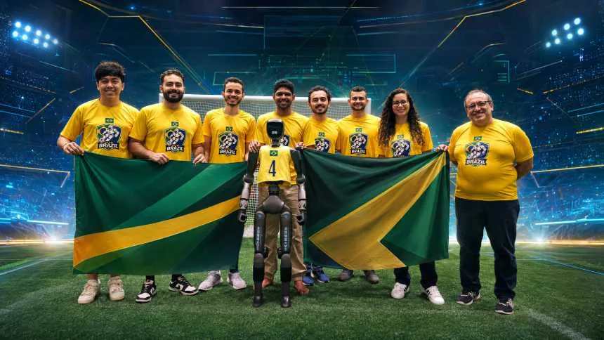 Seleção brasileira de robótica leva a ginga de Vini Jr. para os pés das máquinas em Pequim