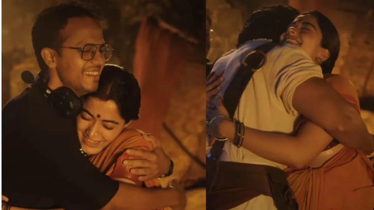 Video: Rashmika Mandanna Wraps Ranabaali Shoot, Hugs Husband Vijay Deverakonda