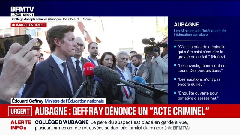 Aubagne: Édouard Geffray dénonce "une violence débridée de certains jeunes" et estime que "l'école ne peut pas tout"