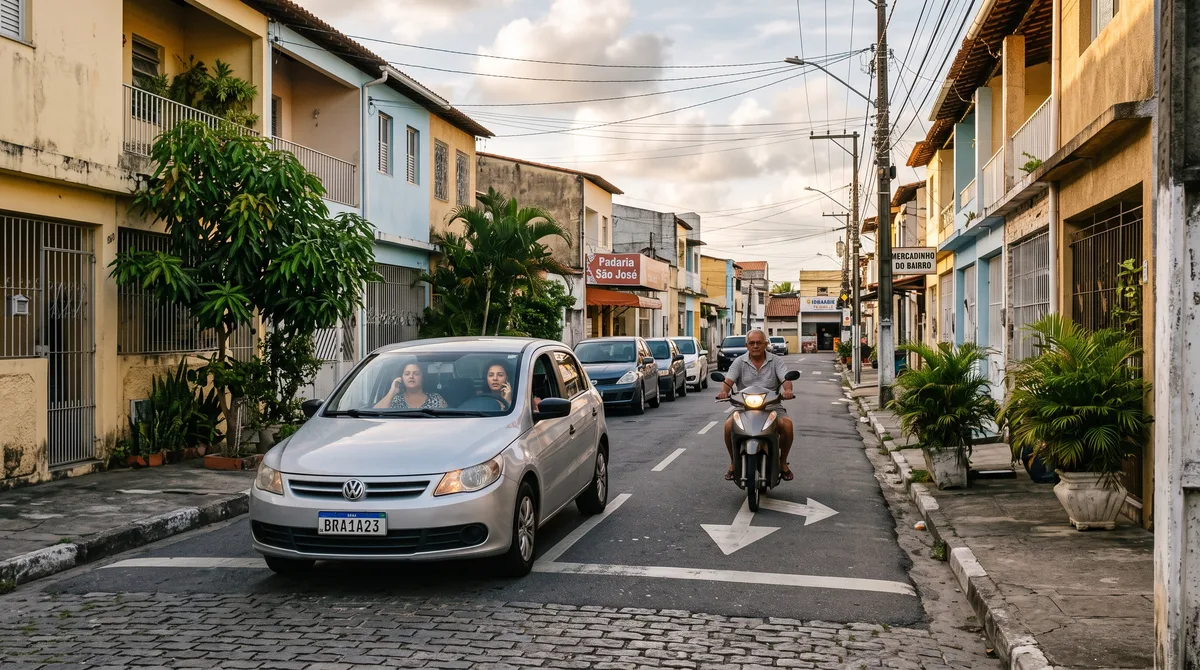 Motorista estaciona na contramão em rua residencial tranquila apenas para descarregar compras pesadas no portão de casa e recebe notificação de viatura em ronda