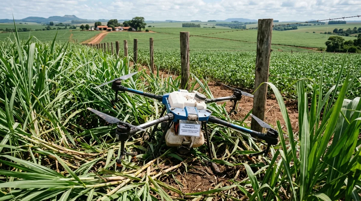 Proprietário usa drone para vistoriar a lavoura, o equipamento cai na propriedade vizinha e a ANAC revela que o cadastro obrigatório muda quem responde pelo dano