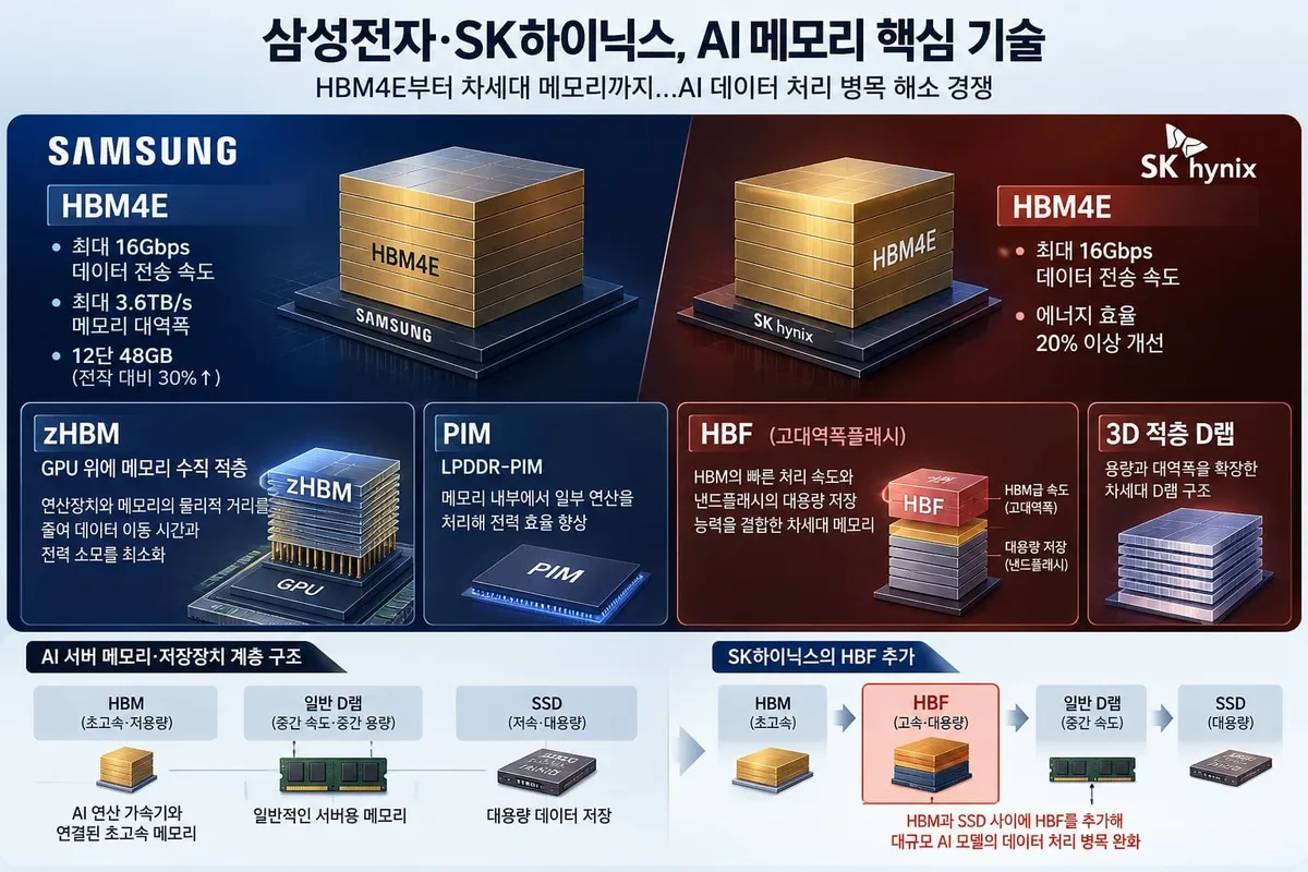 HBM4E 넘어 차세대 메모리까지…삼성·SK하이닉스, AI 반도체 기술 경쟁 격화