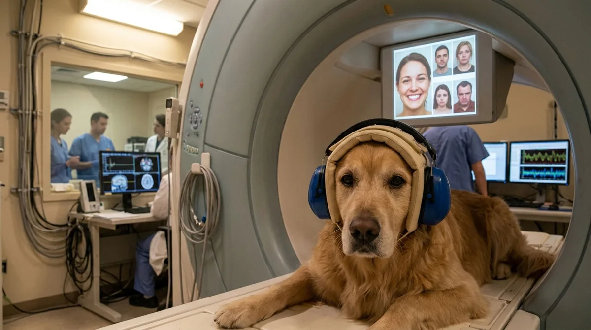 Cães olharam para rostos humanos dentro de um aparelho de ressonância e seus cérebros reagiram de maneira diferente a medo, tristeza, raiva e alegria
