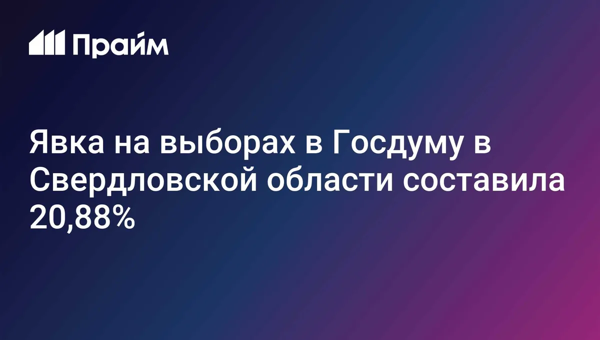 Явка на выборах в Госдуму в Свердловской области составила 20,88%