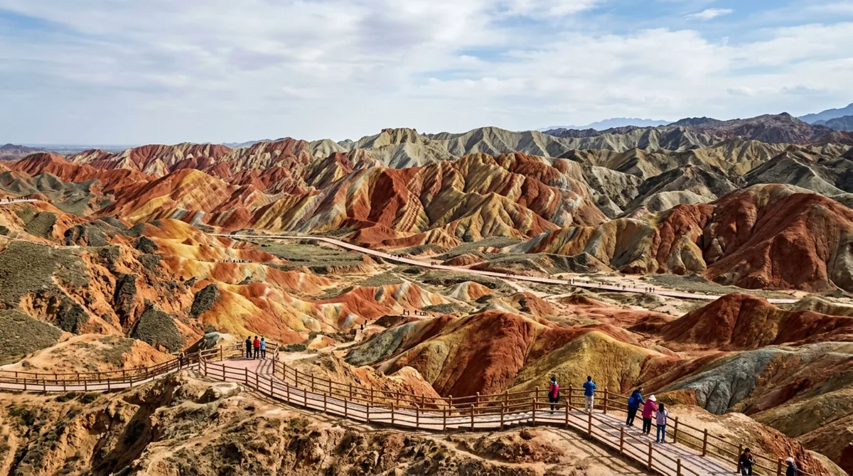 A paisagem misteriosa onde as rochas ganharam naturalmente o visual de um arco-íris colorido gigante