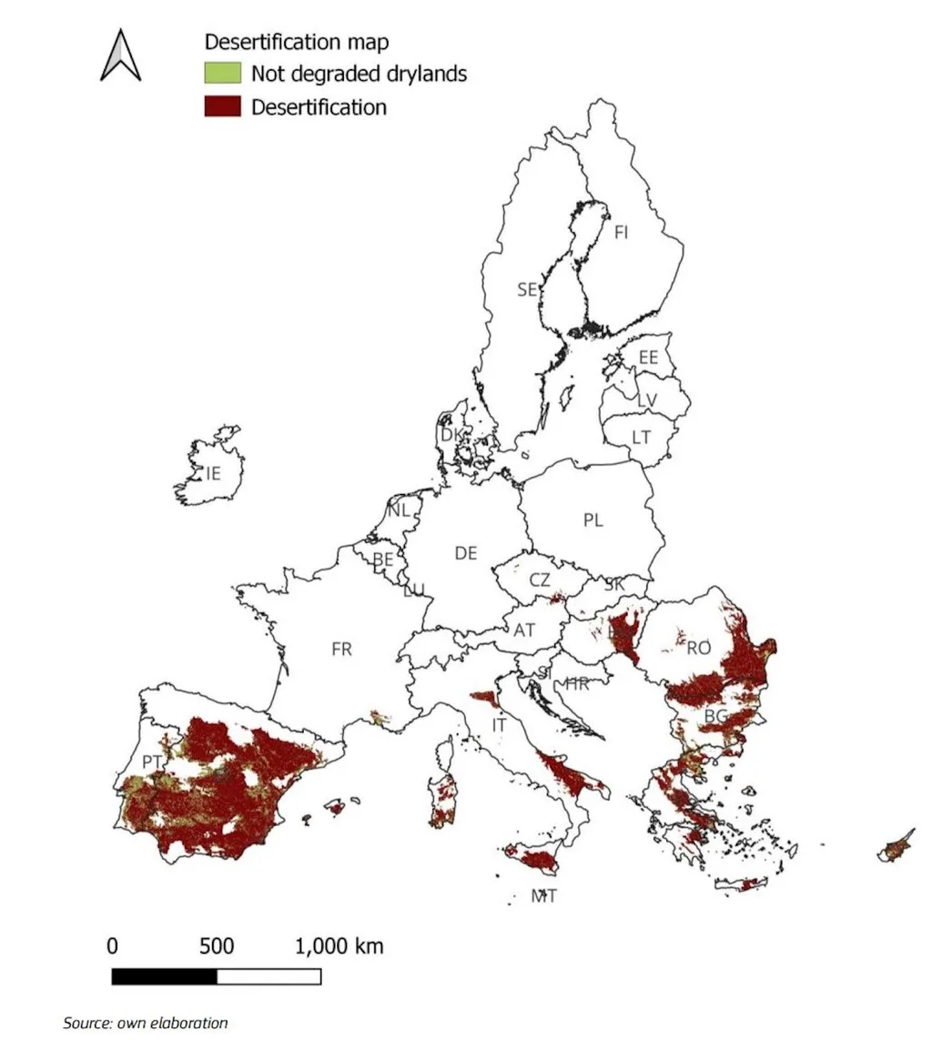 El mapa de la desertificación en Europa da auténtico miedo: España ya roza el 53% de tierras áridas