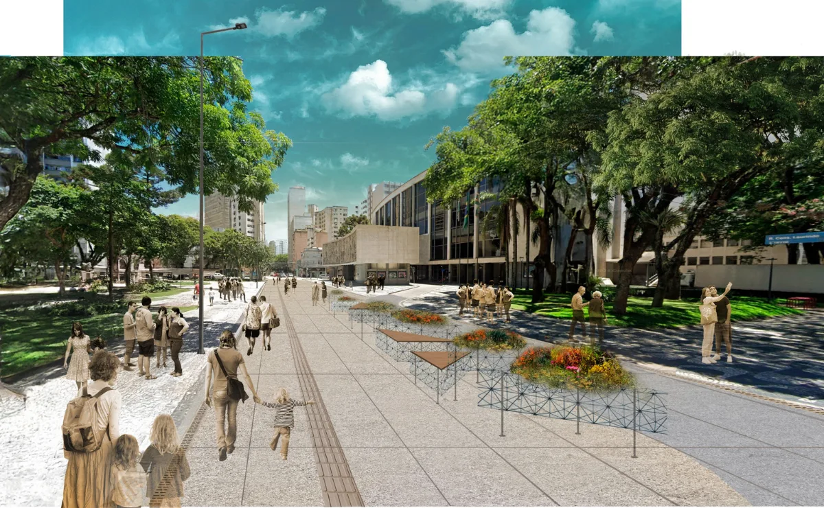 Novo calçadão no Centro de Curitiba vai ligar a Praça Santos Andrade ao Teatro Guaíra e deve ficar pronto até o fim do ano