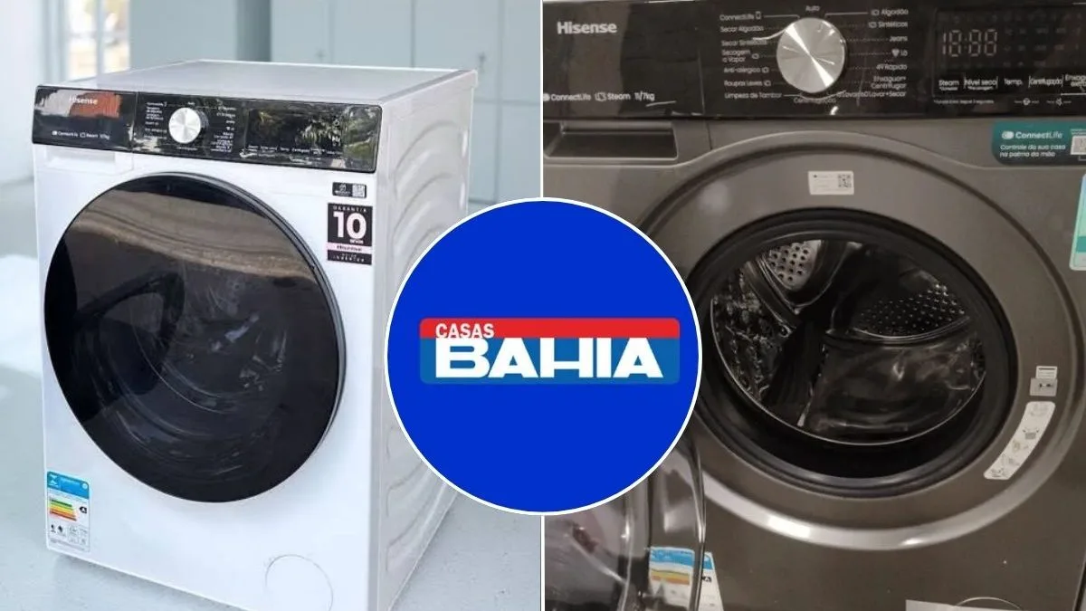 Leilão da Casas Bahia tem lava e seca com Wi-Fi a leilão por R$ 1 mil; 11 modos de lavagem fazem item virar disputa