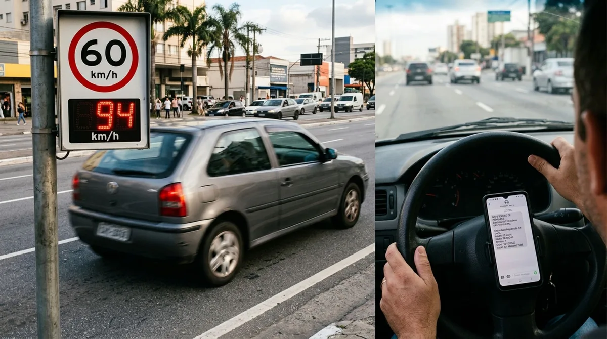 Condutor acelera mais de 50% acima do limite para chegar a um compromisso, radar registra a passagem e ele recebe multa triplicada e suspensão do direito de dirigir