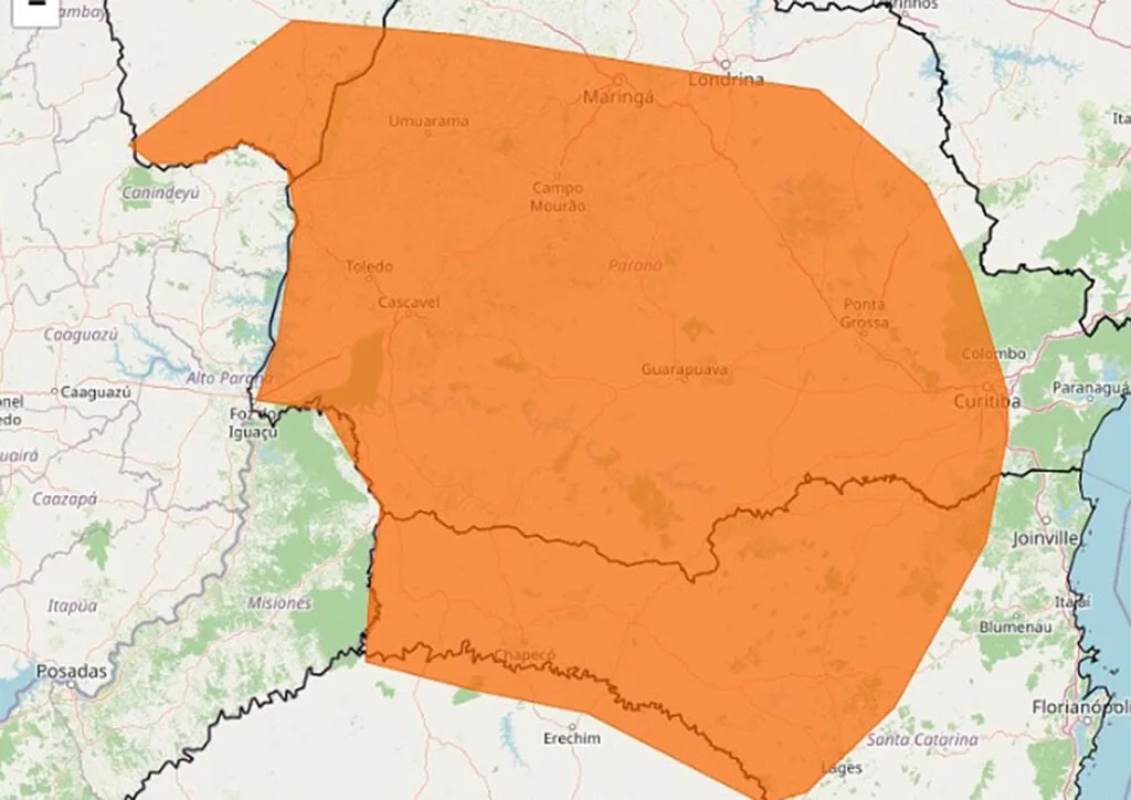 Inmet emite alerta laranja de tempestade para mais de 300 cidades do Paraná. Veja quais