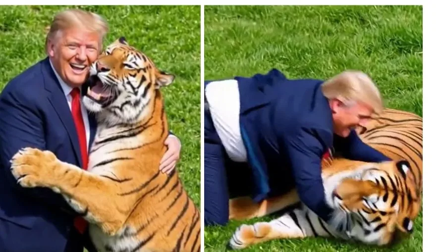 Trump hugs, laughs with tiger that killed UK man in bizarre AI-generated video