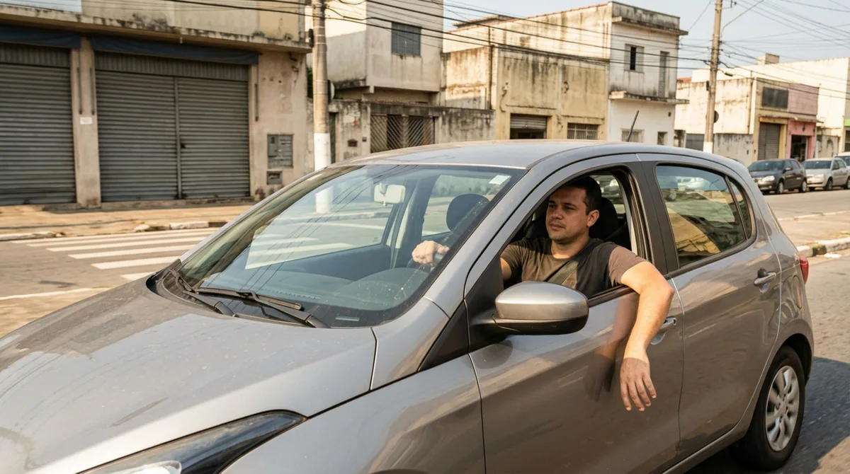Motorista dirige com o braço esquerdo apoiado para fora da janela durante um dia quente, acredita que apenas precisa manter a outra mão no volante e descobre a infração prevista no CTB