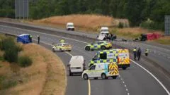 Post-mortems due on five boys killed in crash on wrong side of motorway that injured four in Ireland