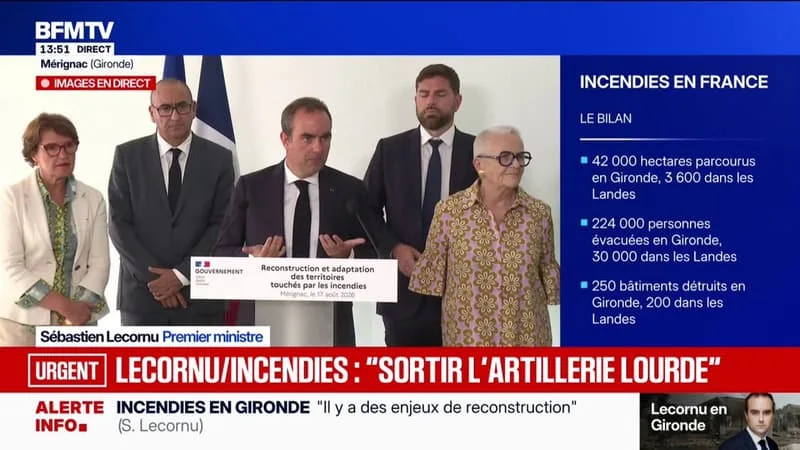 Incendie: "Pour les reconstructions en équivalence, on va faire sorte que les permis de construire puissent être délivrés sous un délai d'un mois", annonce Sébastien Lecornu