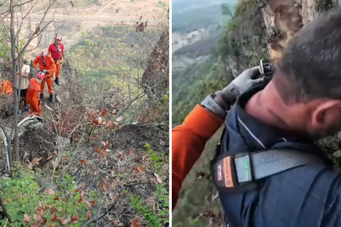 Turista do DF é resgatado após ficar 11 horas preso em penhasco no Tocantins