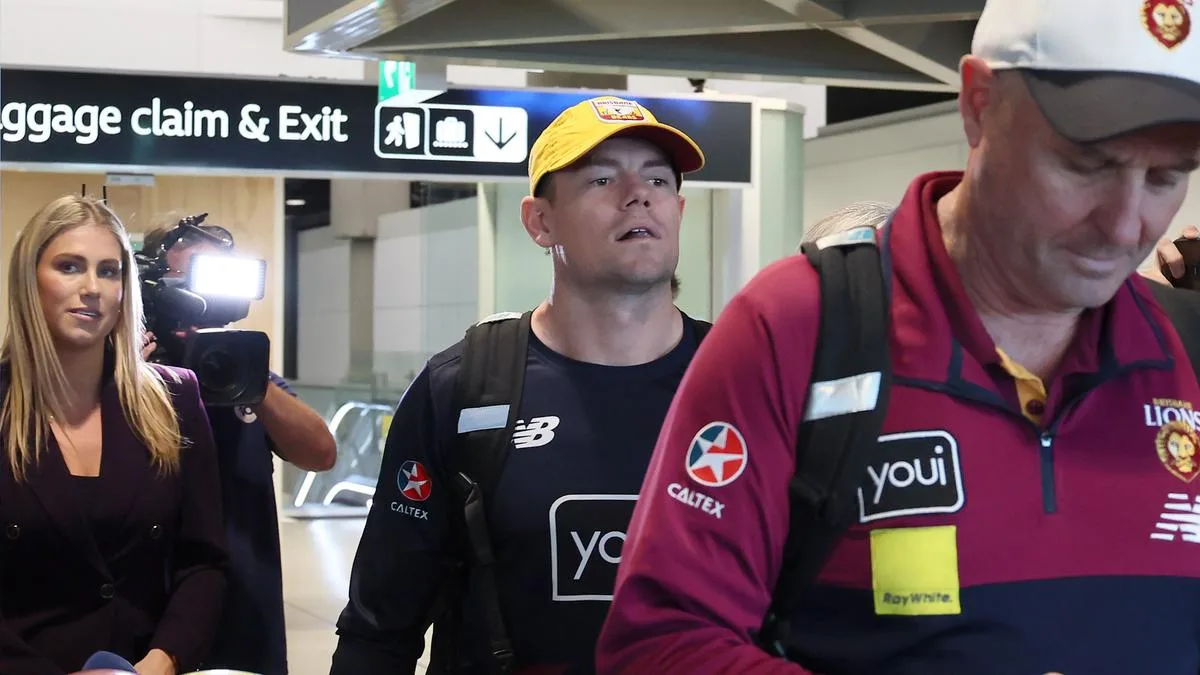Lachie Neale: Brisbane star addresses grand final suspension for first time as Lions touch down in Melbourne