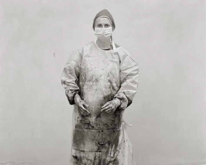 A blood-splattered surgeon after an emergency horse op: Andrea Modica’s best photograph