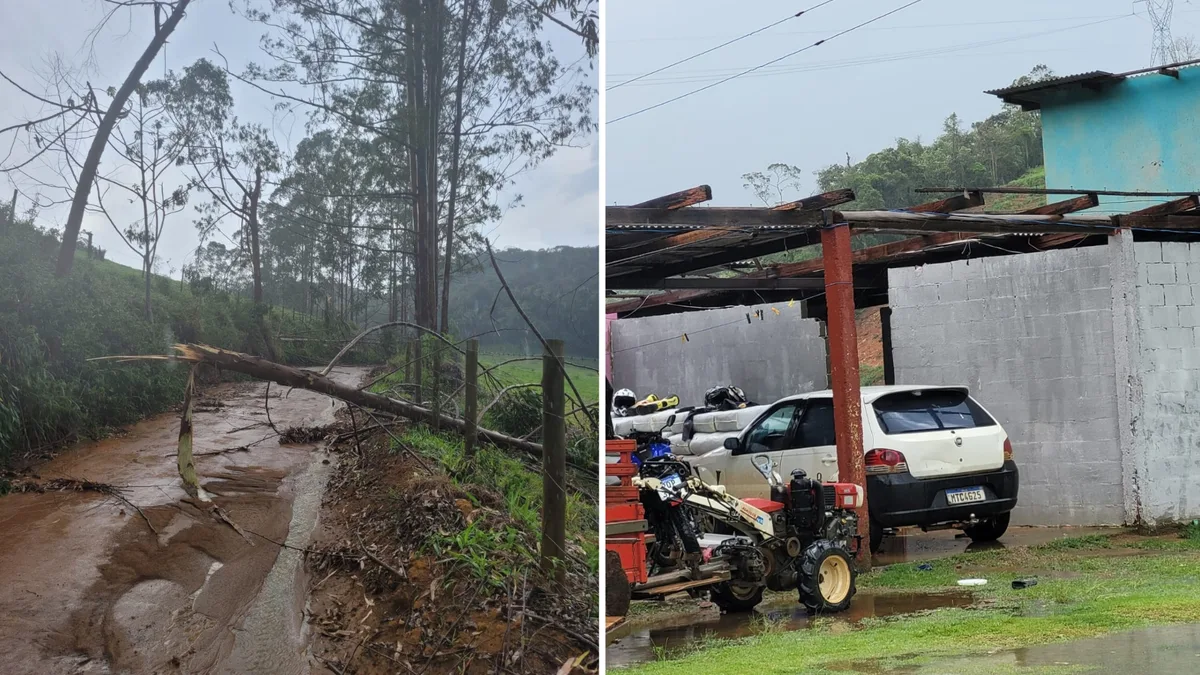 Vendaval e chuva de granizo provocam estragos em Santa Leopoldina